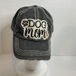 HAT KBETHOS Baseball Cap Dog Mom Hat Adjustable Gray Distressed